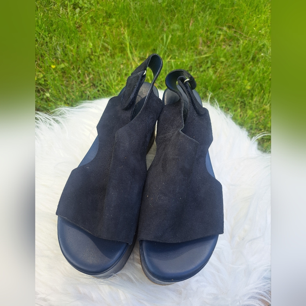 COS Chunky Women's Suede Slingback Stylish Blue Suede Sandals Size 6